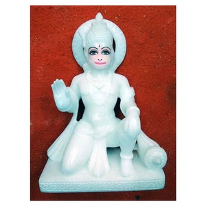 White Stone Hanuman God Sitting Idol - Product Image 1