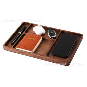 Black Walnut Solid Wood Desktop <b>Storage</b> <b>Tray</b> 4-7 Compartments Rectangle Office Organizer Home Use - Product Image 1