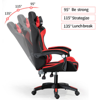 Chaise de jeu ergonomique pivotante pour ordinateur avec revêtement confortable Design moderne en cuir synthétique en acier inoxydable-pour bureau à domicile