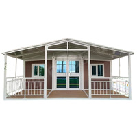 Casa Contenedor Plegable Prefabricada de Doble Ala Expandible de 20 pies y 40 pies, Panel Sándwich de Acero, Vivienda Modular Portátil para Sitio de Construcción