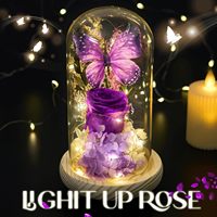 Eeuwige Bloemen Ge conserveerde Rozen Prime Delivery 6.4 oz Glazen Koepel Moeder Oma Vrouw Vriendin Paarse Bloem Moederdag