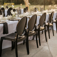 Vente en gros Chaises de salle à manger de mariage empilables à dossier rond Chaises Ghost noires pour événements