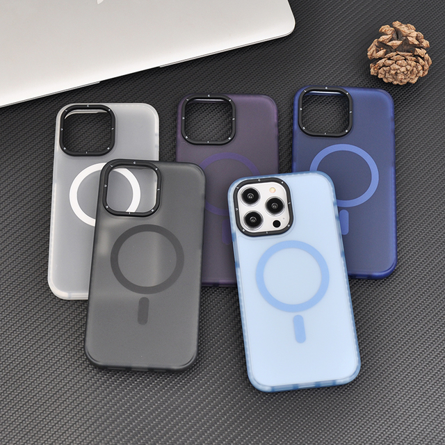 Premium TPU PC Hybrid Anti Fall Magnetic Mobile Phone Case for iPhone 14 15 16 Pro Max Anti Fingerprint Shockproof Matte Case