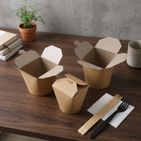 Caja Redonda de Papel Kraft para Alimentos, Envase de Papel para Fideos, Contenedor para Ensaladas de 500 ml, 700 ml, 750 ml, 1000 ml
