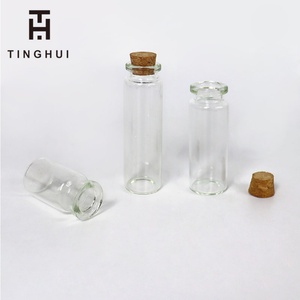 5ml 6ml 7ml 8ml 9ml 10ml 15ml 20ml 30ml High Quality Multiple Capacities Empty clear Small Glass Container Bottle <b>with</b> <b>Cork</b> <b>Lid</b> - Product Image 1