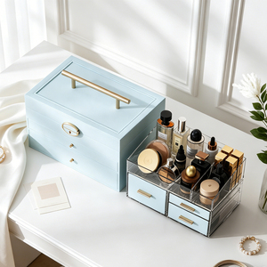 Multi-Layer Jewelry <b>Box</b> with <b>Lock</b> Drawer Style Storage Case for Rings Necklaces & Earrings Vanity Organizer Chest - Product Image 4