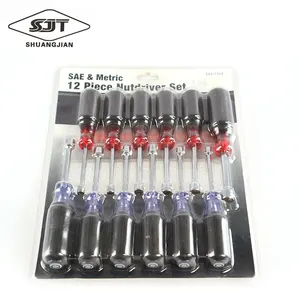 12 pc sae and metric nutdriver set,home using screw nut driver,customized supplier screwdriver with nut end