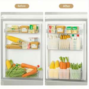 Ensemble de contenants de rangement alimentaire transparents rectangulaires modernes et écologiques pour réfrigérateur, cuisine, maison et bureau - Product Image 2