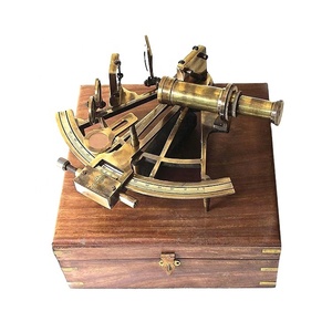 해상 해양 무거운 독일어 작업 모델 보트 Sextant 골동품 완료 나무 상자