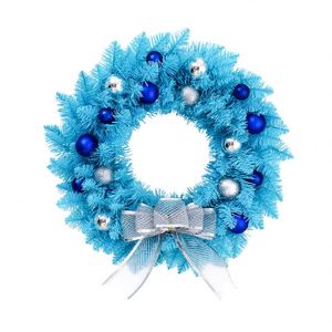 Venta de Fábrica: Coronas Navideñas Azules de 30/40/50cm, Corona Decorativa Navideña con Piñas, Bayas Rojas y Luces - Product Image 1