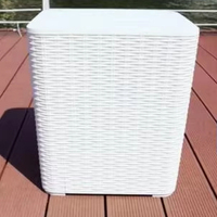 Boîte de rangement extérieure moderne imperméable pour terrasse, en plastique PE résistant, aspect rotin