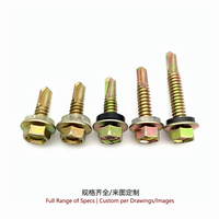 Sekrup Bor Sendiri Hex Flange Baja Karbon Lapis Seng Sekrup Tek Kepala Washer Hex DIN7504 untuk Atap Logam Baja # 8- # 14