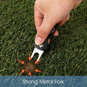 เครื่องมือซ่อมกอล์ฟพับได้สีเขียวใบมีดส้อมเสียงพร้อมปุ่มป๊อปอัพและเครื่องหมายลูกแม่เหล็ก - Product Image 3