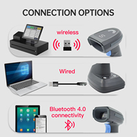 Lector de Códigos de Barras Inalámbrico 1D 2D, Lector de Códigos de Barras con Cable USB, Escáner de Códigos de Barras de Matriz Inversa y de Puntos para Android, iOS y Windows