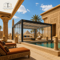 Pergola extérieure motorisée de luxe en aluminium imperméable avec structure thermolaquée pour extérieur, cour, balcon et jardin