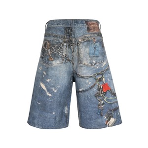 Pantaloncini da Uomo in Denim 100% Cotone con Stampa Effetto Stone, Design Personalizzato, Nuovi, Traspiranti, Lavati, di Alta Qualità - Product Image 4
