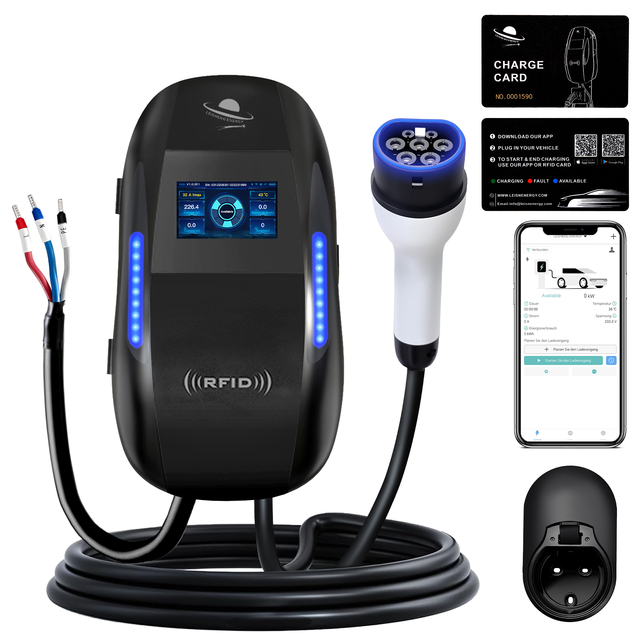 Smart 7kW 22kW EV Charger to Electric Car Charger of Type 2 Charger with Plug WiFi App Control for EV Charging Station