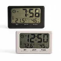 Mini horloge de bureau numérique électronique en plastique avec alarme, thermomètre LCD, hygromètre, magnétique, alimentée par piles, pour personnes âgées, maison, cuisine, chambre