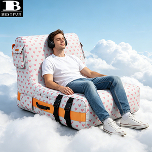 Canapé gonflable automatique de qualité supérieure avec motif cœur, chaise longue de camping avec housse en tissu lavable pour extérieur, patio, plage, camping - Product Image 4