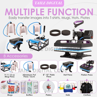 Presse à Chaud Semi-Automatique Certifiée CE, Nouveauté, Combo 8-en-1 pour Transfert par Sublimation sur T-shirts, Plaques et Étiquettes (110V/220V)
