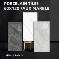 Carreaux de sol en porcelaine modernes avec approvisionnement direct de l'usine Revêtement de sol en faux grain de marbre 60X120 Mur brillant pour salle de bain intérieure Salon