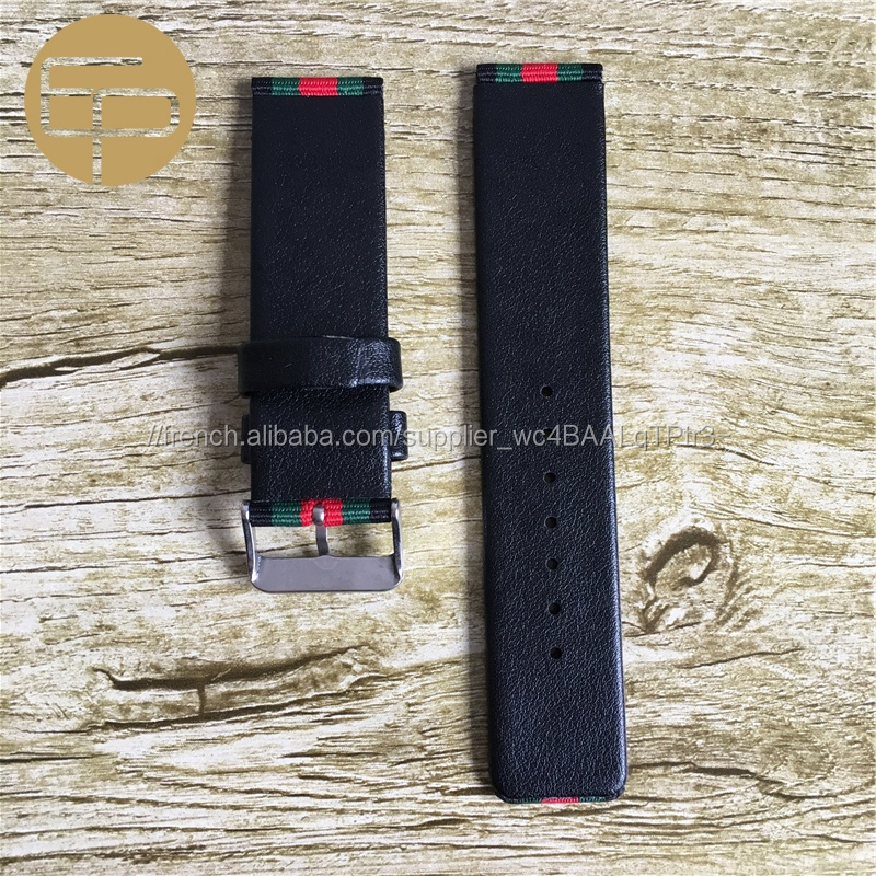 pas cher bas prix rapide 18 20 22 24mm personnalisé mode queue carrée en nylon à rayures en cuir montre sangle fabrication