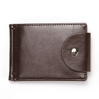Portefeuille élégant pour homme avec blocage RFID |   Porte-monnaie en cuir PU avec pince à billets et fermeture éclair + fenêtre pour carte d'identité (personnalisable pour promotion d'entreprise)