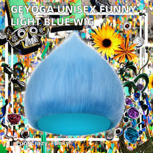 Geyoga Perruque Unisexe Réglable Amusante, Bandeau Cheveux Crépus, Coiffure Originale pour Mardi Gras, Halloween, Fête Costumée (Bleu Clair 1 Pièce) - Product Image 2