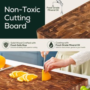 Tabla de cortar de teca cuadrada de madera maciza, gruesa y duradera para uso en la cocina - Product Image 5