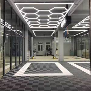 Dalles de sol pour garage, idéales pour la réparation automobile, lampe suspendue hexagonale en nid d'abeille à LED pour plafond de garage - Product Image 6