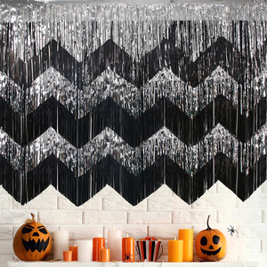 Sequin lá Rèm ảnh gian hàng đạo cụ <span class=keywords><strong>Backdrop</strong></span> với kim loại tinsel Fringe rèm cửa cho Giáng sinh kỳ nghỉ lễ kỷ niệm Đảng - Product Image 2