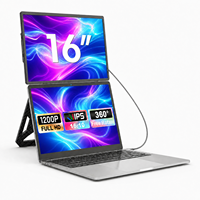 Ekstensi Monitor Laptop 16 inci 1200P FHD Layar Ganda Portabel untuk Rumah Kantor, Trading, dan Pekerjaan dengan Stand Lipat