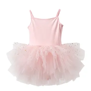 Vestido tutu de balé infantil para meninas, collant vermelho para festa, dança, balé, festival, estilingue, sem mangas, estrela estampada, lantejoulas, roupas, vestidos