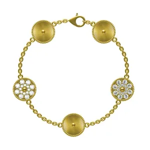 18K Gold Four-leaf Clover Bracelet Necklace Pendant Fashionable Ladies Birthday Gift Custom Set.