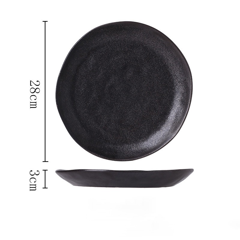 Assiette noire de 11 pouces