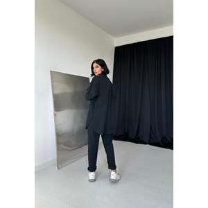 Conjunto de Traje para Mujer en Tela Oxford 100% Poliéster, Pantalones con Botones a Presión, Camisa Larga, Corte Holgado, Estilo Casual - Product Image 1