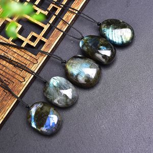 <strong>Wholesale</strong> Natural <strong>Crystal</strong> Labradorite <strong>Raw</strong> Stone Pendant Blue Moonstone Hand-woven Pendant Necklace - Product Image 3