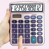 Calculatrice professionnelle fantaisie en plastique de haute qualité, personnalisable avec logo CTIFREE, or rose, 12/14 chiffres, alimentée par énergie solaire