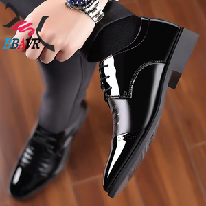 Zapatos de boda de otoño de charol brillante con cordones, estilo coreano, de negocios, con punta, formales, casuales, transpirables, duraderos, de talla grande - Product Image 2