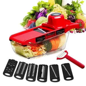 Manual multi blade vegetable slicer cutter for cucumber, onion, cheese with 6 stainless steel blades