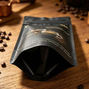 Custom Printed Food Bag Black Matte Pouches With Gold Print For Coffee Powder Packaging - Product Image 2
