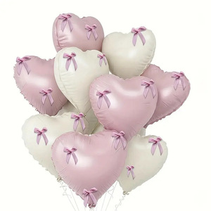 Globo de Aluminio en Forma de Corazón Rosa y Blanco al por Mayor con Lazo Rosa para Decoración de San Valentín, Bodas, Cumpleaños, Baby Shower y Aniversarios - Product Image 6