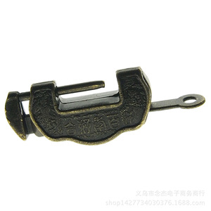 <b>Mini</b> Antique Copper <b>Padlock</b> 34mm Length Oval Shape Single Lever Locking Zinc Alloy For Box Decoration - Product Image 4