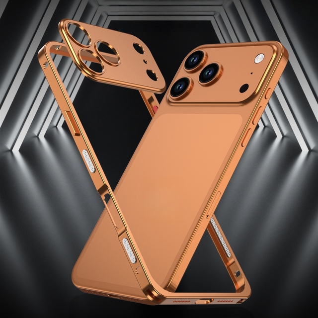 Luxury Metal Frame Heat Dissipation Phone Cover Anti-Drop Protective Phone Case for iPhone 17 Pro Max 16 Metal Camera protection