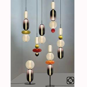 Lámpara colgante de cristal de Arte Moderno nórdico, cadena de calabaza de caramelo blanca cálida posmoderna para el hogar, cafetería, Club de ocio pequeño - Product Image 5