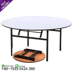 Venta Directa de Fábrica, Muebles de Exterior para Hoteles, Mesa Redonda de Madera Contrachapada Blanca para Bodas, Fiestas y Eventos - Product Image 1
