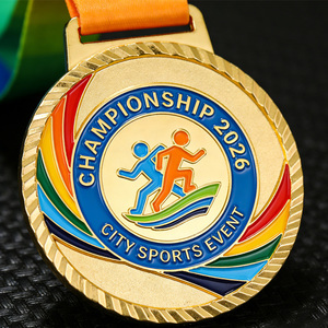Proveedor de Medallas Deportivas Personalizadas de Metal Esmaltado Suave, Oro, Plata, Aleación de Zinc, Logotipo 2D/3D, Premio para Carreras - Product Image 2
