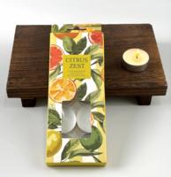 Bougies chauffe-plat en cire de paraffine à zeste d'agrumes, longue durée de combustion, mini, personnalisées, en boîte fenêtrée, pour la décoration de la maison et les cadeaux de Diwali, vente en gros