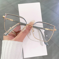 Lunettes de jeu anti-lumière bleue œil de chat à motif géométrique solide, monture métallique, verres photochromiques, effet diamant