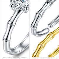 Bague ouverte ajustable en moissanite 1 carat couleur D VVS, en argent sterling S925 plaqué rhodium et or 14K, coupe 3EX, cadeau d'anniversaire, bagues GRA